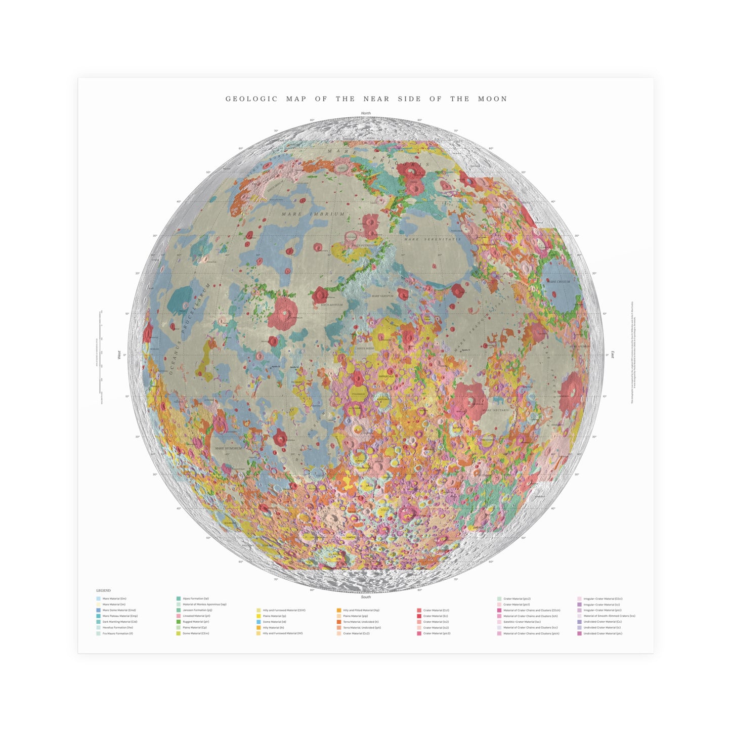 geologic map of the moon print