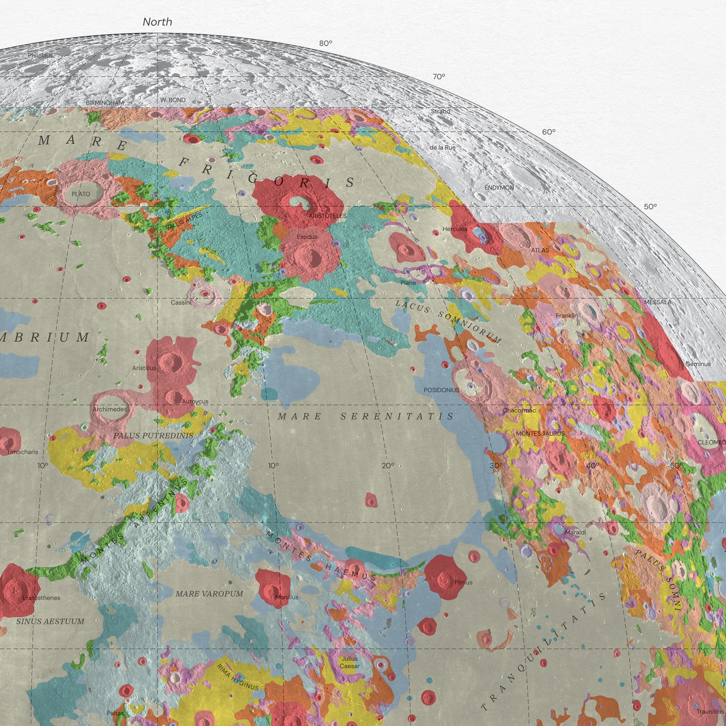 geologic map of the moon print